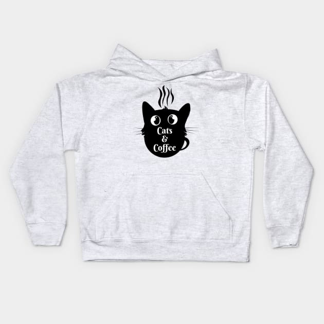 Cats and coffee Kids Hoodie by Rishirt